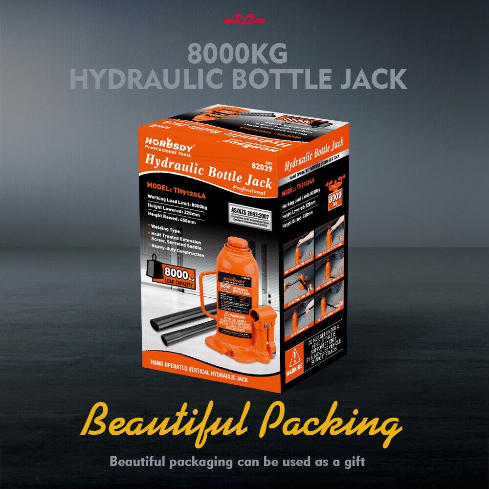 8-Ton (16,000 LBs) Hydraulic Bottle Jack Heavy Duty Car Lifter with Safety Valve 10