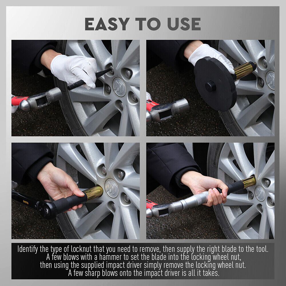 SEDY 10Pc Wheel Lock Removal Tool Kit Wheel Locking Nut Key Remover Kit With Box 8