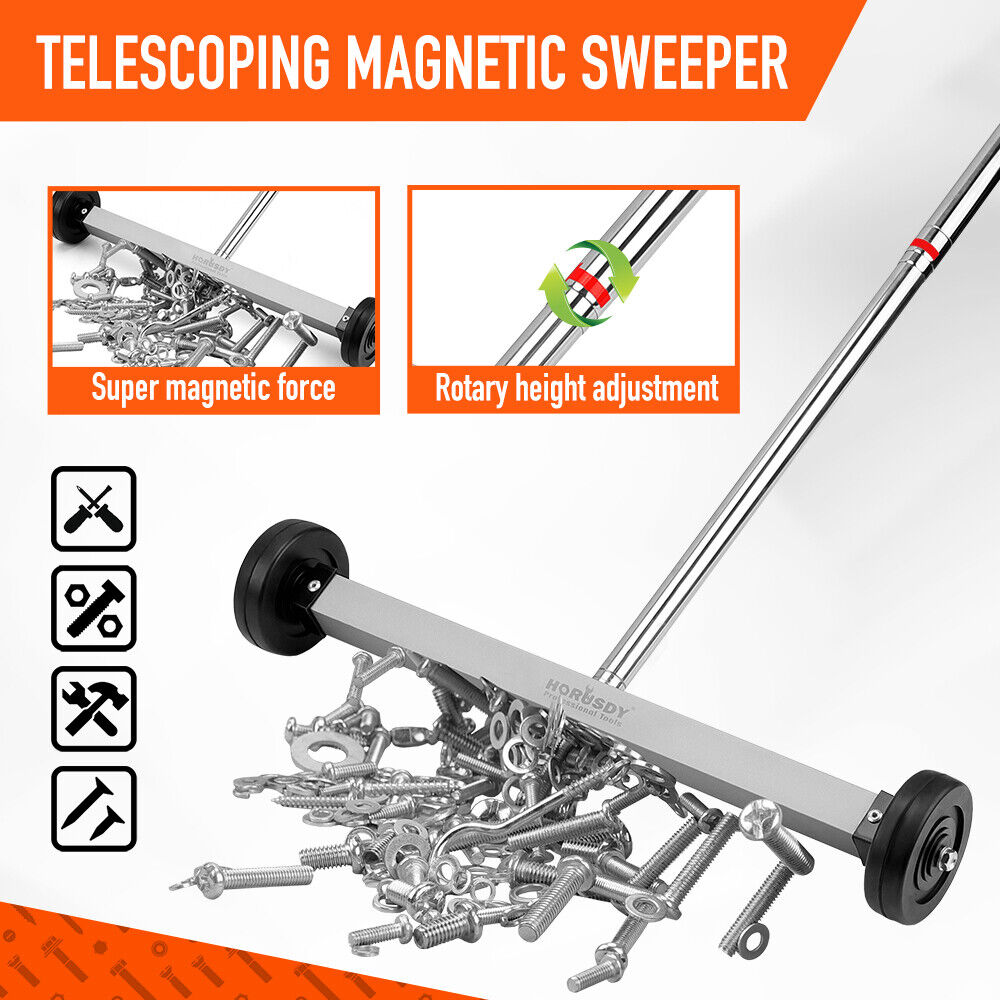 17inch Telescoping Magnetic Sweeper Magnet Broom Rolling Pick Up 8.8Lbs Portable 4