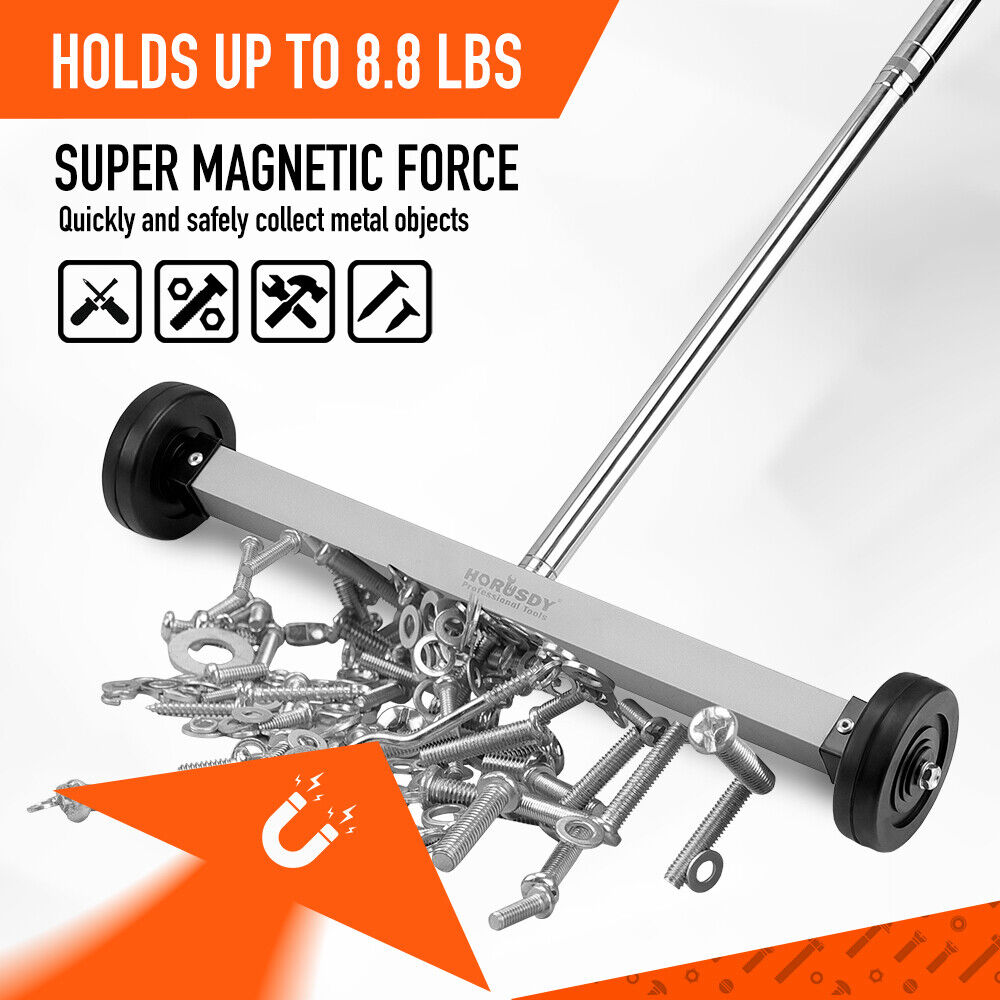 17inch Telescoping Magnetic Sweeper Magnet Broom Rolling Pick Up 8.8Lbs Portable 6