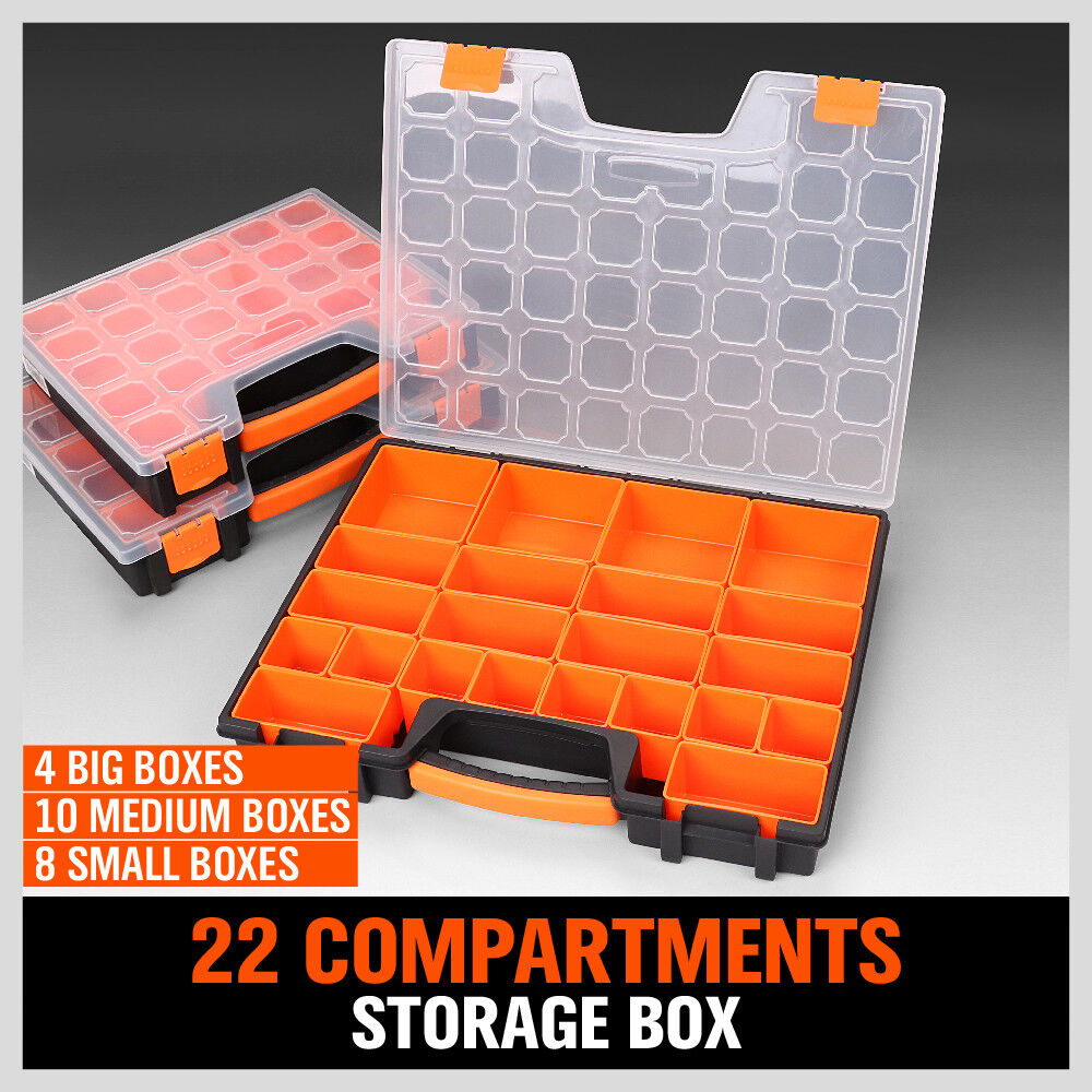 22 Compartments Parts Storage Box Tool Organizer Plastic Bin Carry Case 3
