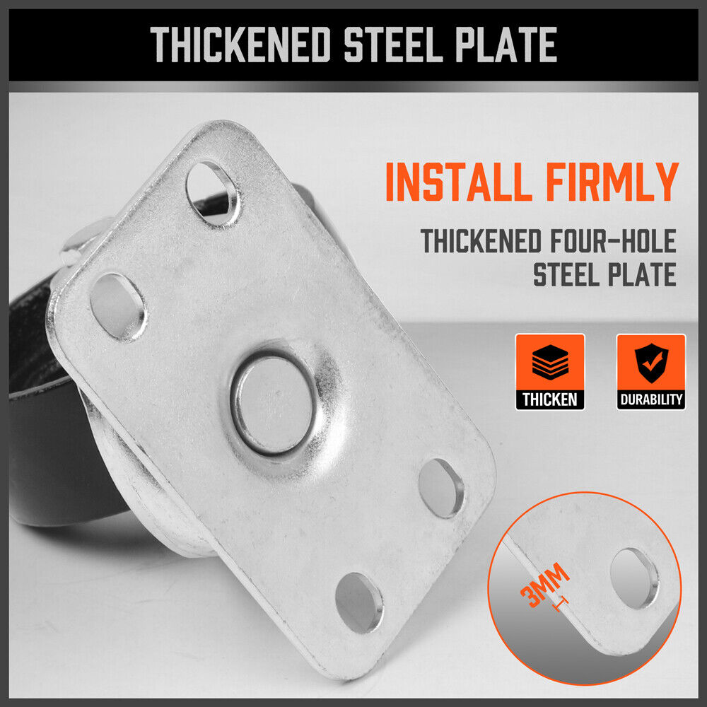 4Pc 3.5'' Heavy Duty Steel Castor Wheel Swivel Caster 500KG/EA Loading Capacity 4