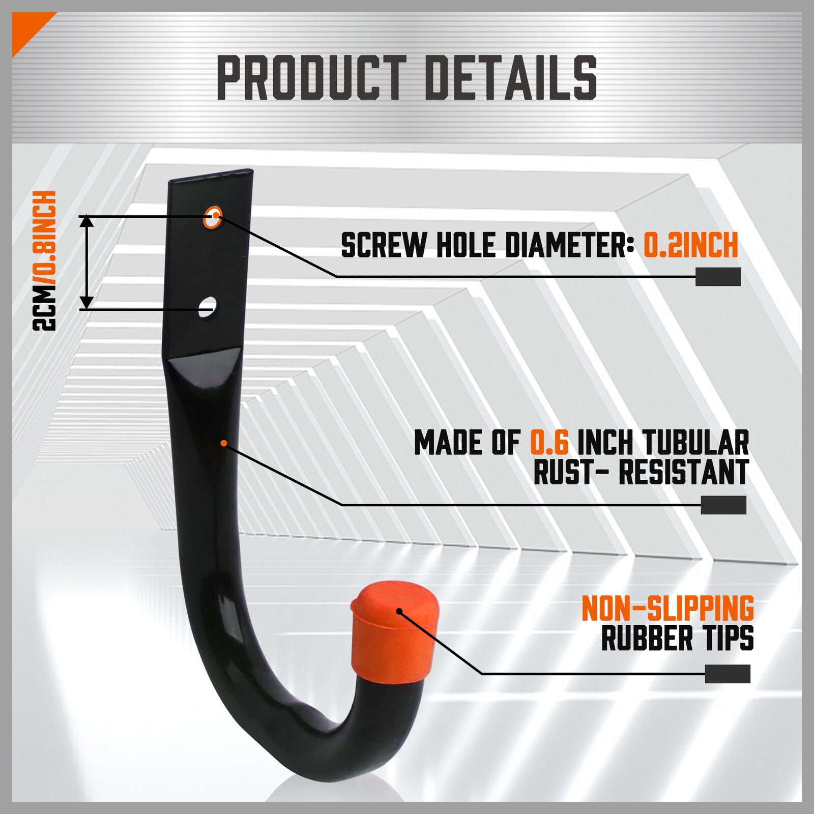 HORUSDY 6Pc Wall Mount Garage Hooks Set Heavy Duty Steel Storage Rack Hanger 4