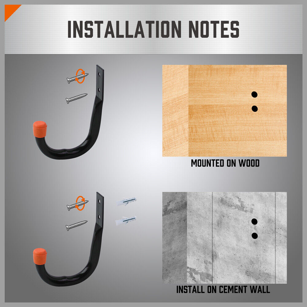 HORUSDY 6Pc Wall Mount Garage Hooks Set Heavy Duty Steel Storage Rack Hanger 6