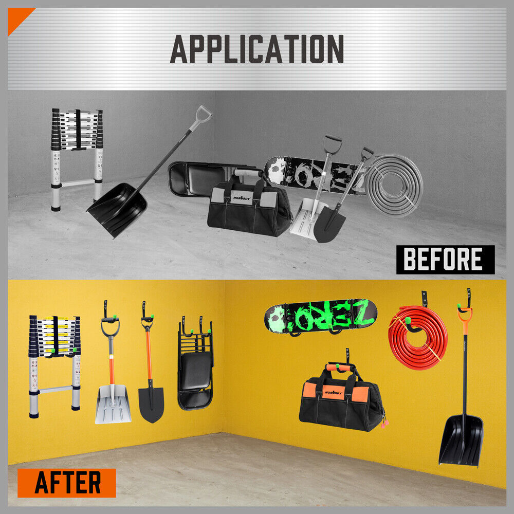 HORUSDY 6Pc Wall Mount Garage Hooks Set Heavy Duty Steel Storage Rack Hanger 8