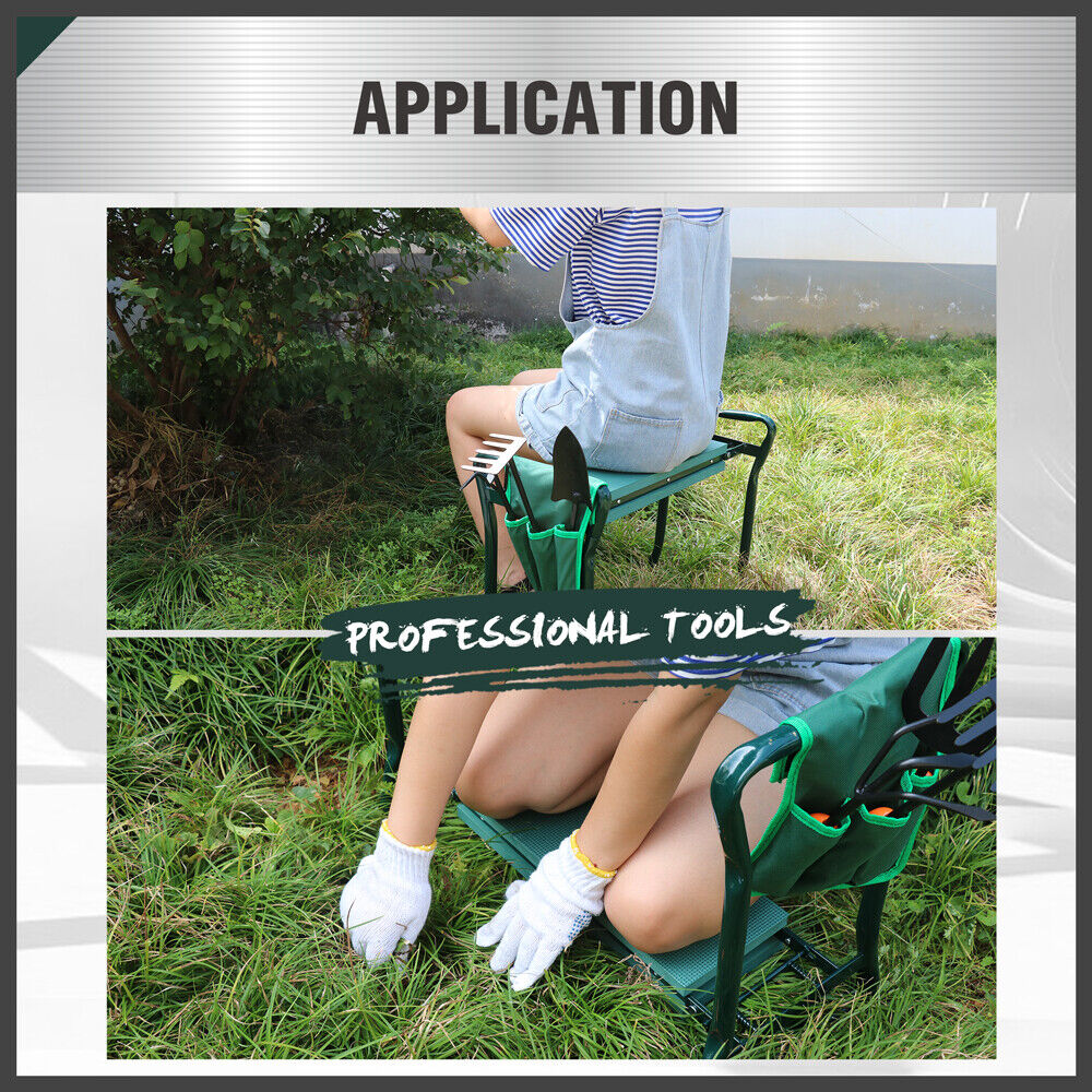 HORUSDY Garden Kneeler Bench Foldable Stool Knee Soft Pad Seat with Tool Pouch 8