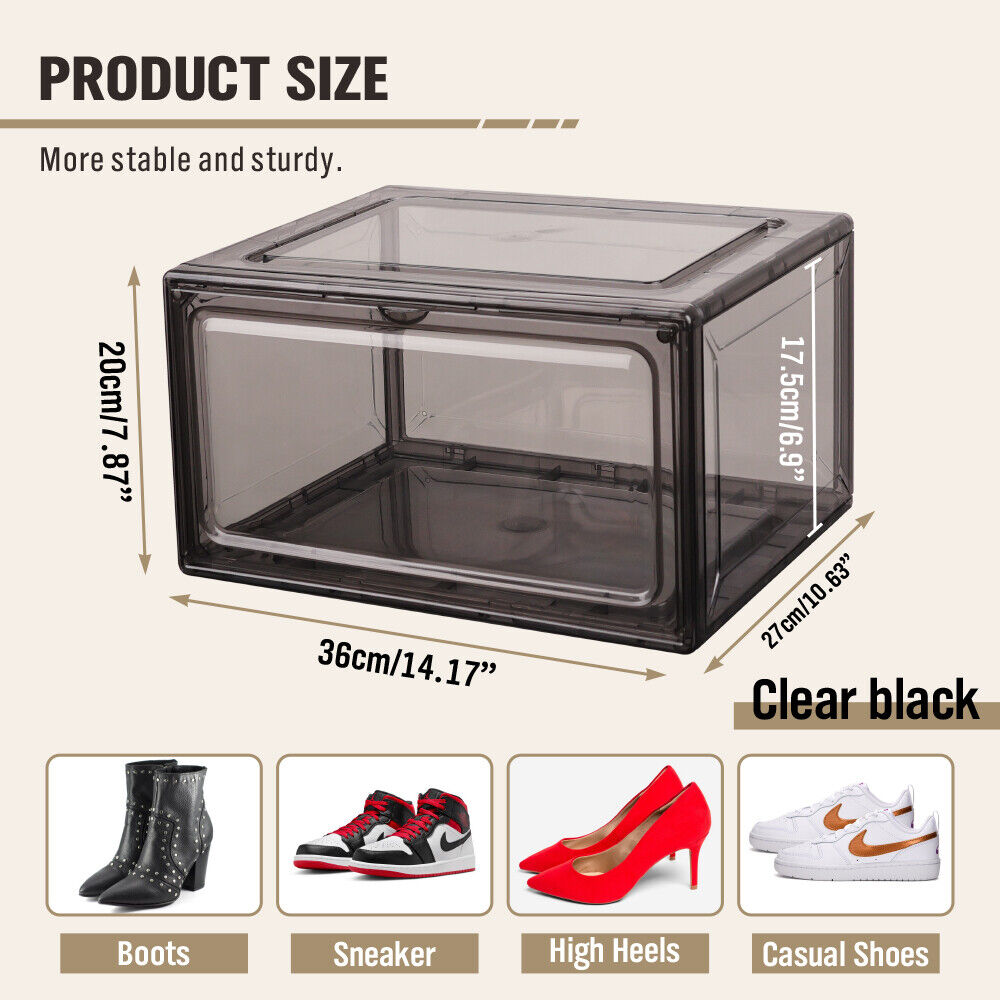10Pcs Premium Acrylic Shoe Box Sneaker Display Storage Case  Boxes Magnetic Door Au 3