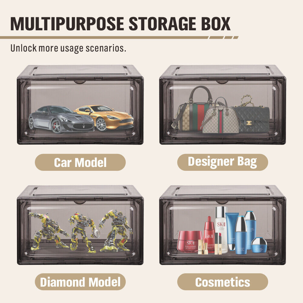 10Pcs Premium Acrylic Shoe Box Sneaker Display Storage Case  Boxes Magnetic Door Au 7