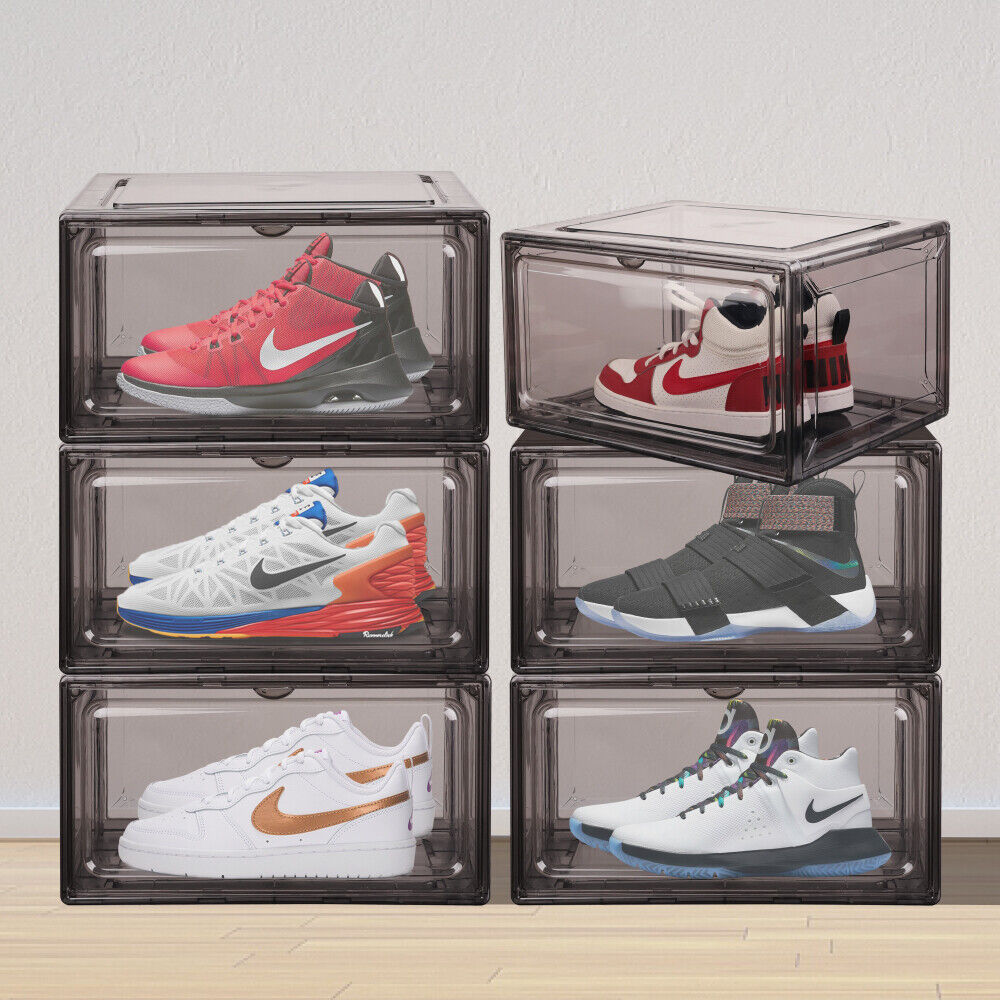 10Pcs Premium Acrylic Shoe Box Sneaker Display Storage Case  Boxes Magnetic Door Au 9