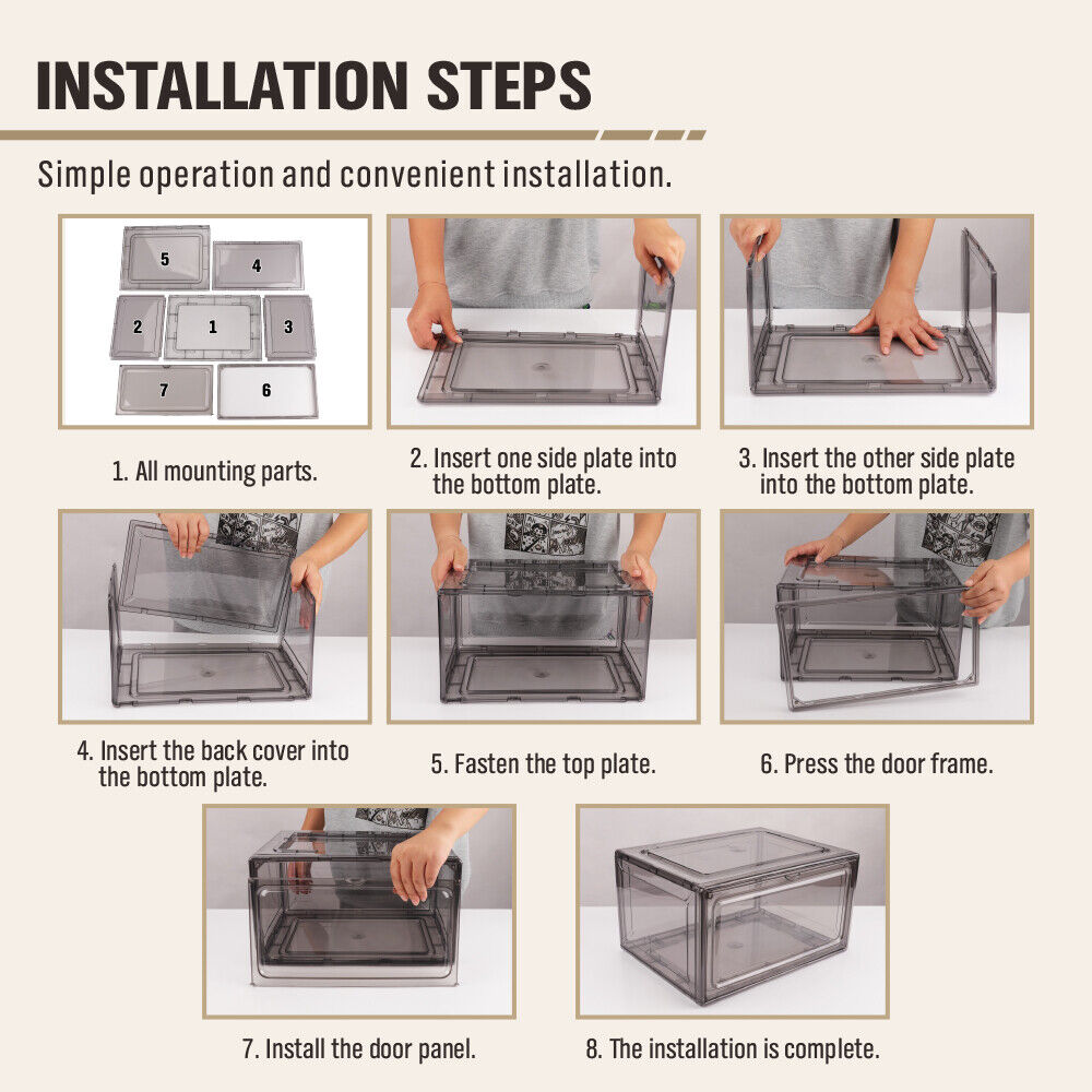 20Pcs Premium Acrylic Shoe Box Sneaker Display Storage Case  Boxes Magnetic Door Au 5