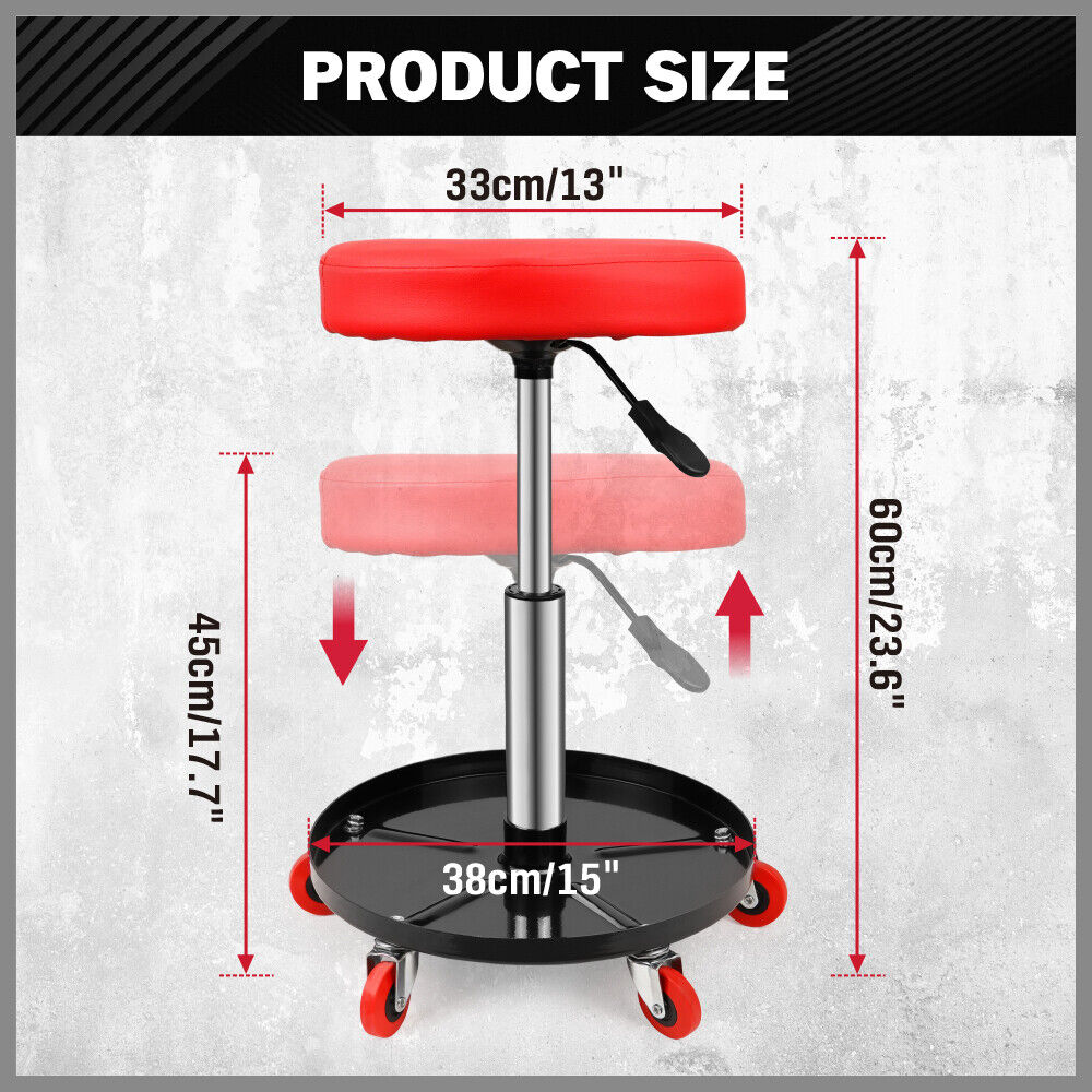 SEDY 150kg Load Pneumatic Roller Seat Mechanic Rolling Stool With Tool Tray AU 4