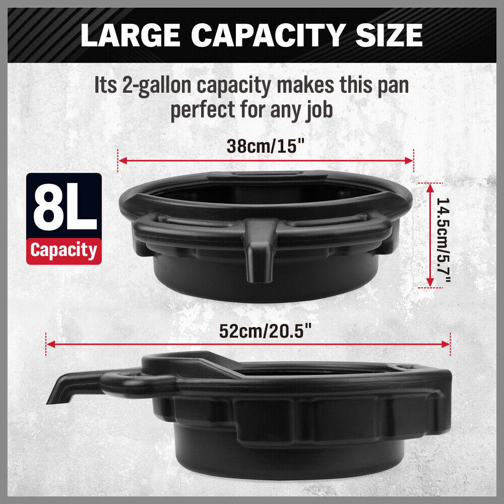 SEDY 8L Oil Change Pan Drain Tray Portable Dish Coolant Recovery Pan Black 4