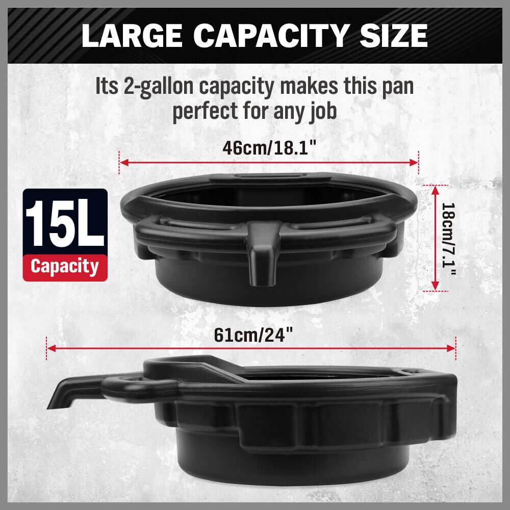 SEDY 15L Oil Change Pan Drain Tray Portable Dish Coolant Recovery Pan Black 4