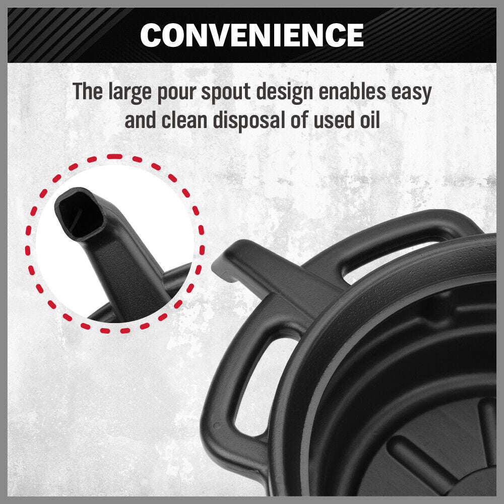 SEDY 15L Oil Change Pan Drain Tray Portable Dish Coolant Recovery Pan Black 5