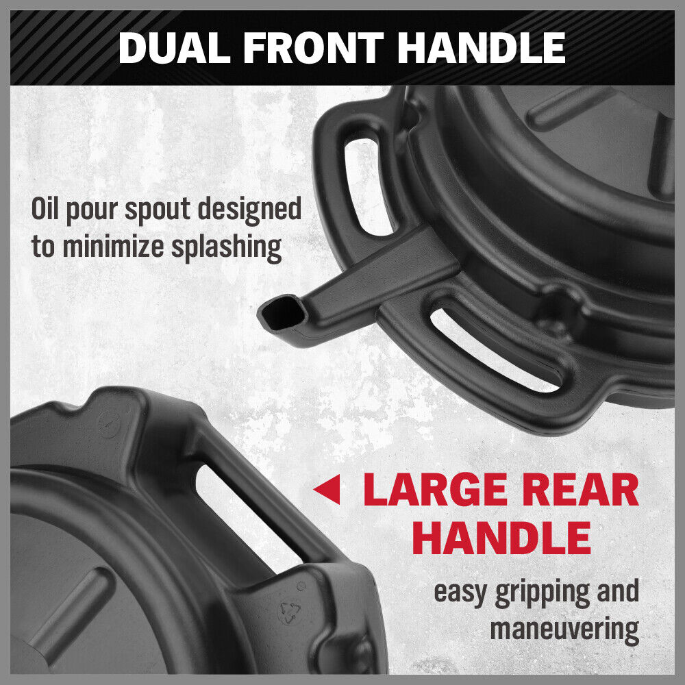 SEDY 15L Oil Change Pan Drain Tray Portable Dish Coolant Recovery Pan Black 6