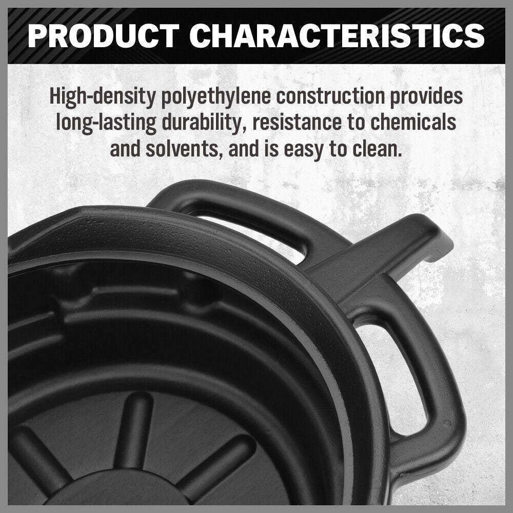 SEDY 15L Oil Change Pan Drain Tray Portable Dish Coolant Recovery Pan Black 7