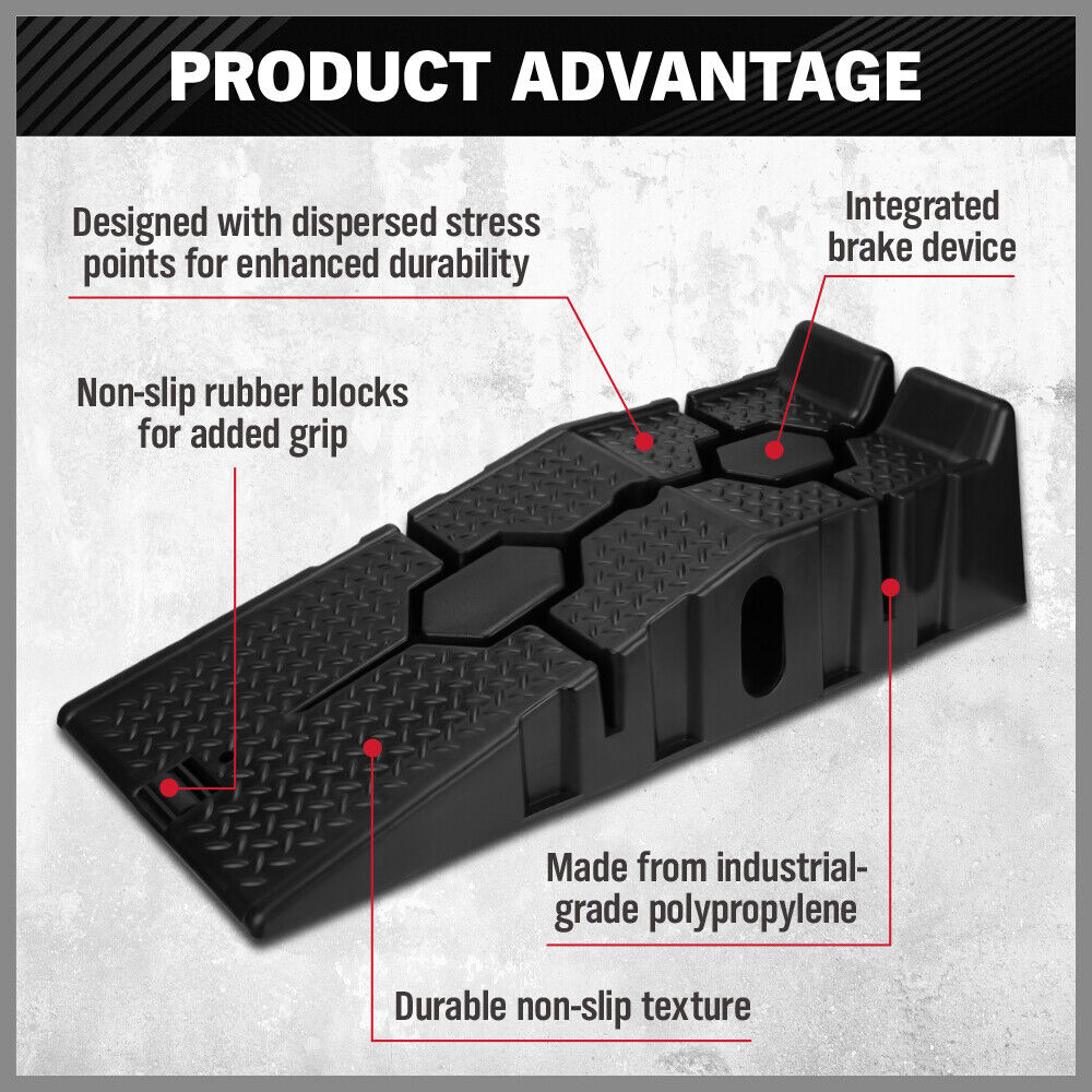 SEDY 2Pcs 2 Ton Heavy Duty Car Ramps 17cm Rise Antiskid Vehicle Service Ramp Au 7