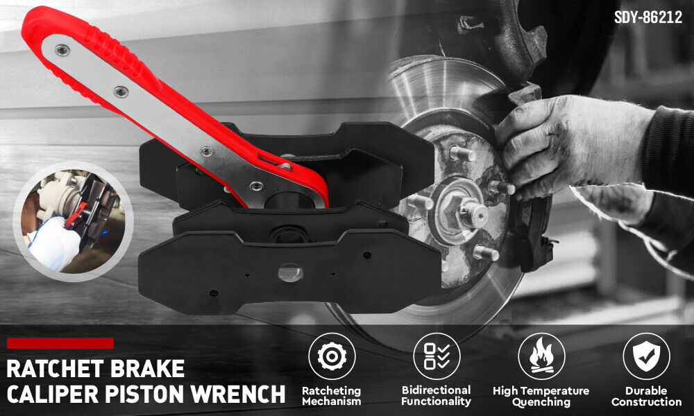 SEDY Car Brake Caliper Tool 360° Swing Ratchet Wrench Car Wheel Piston Spreader 3