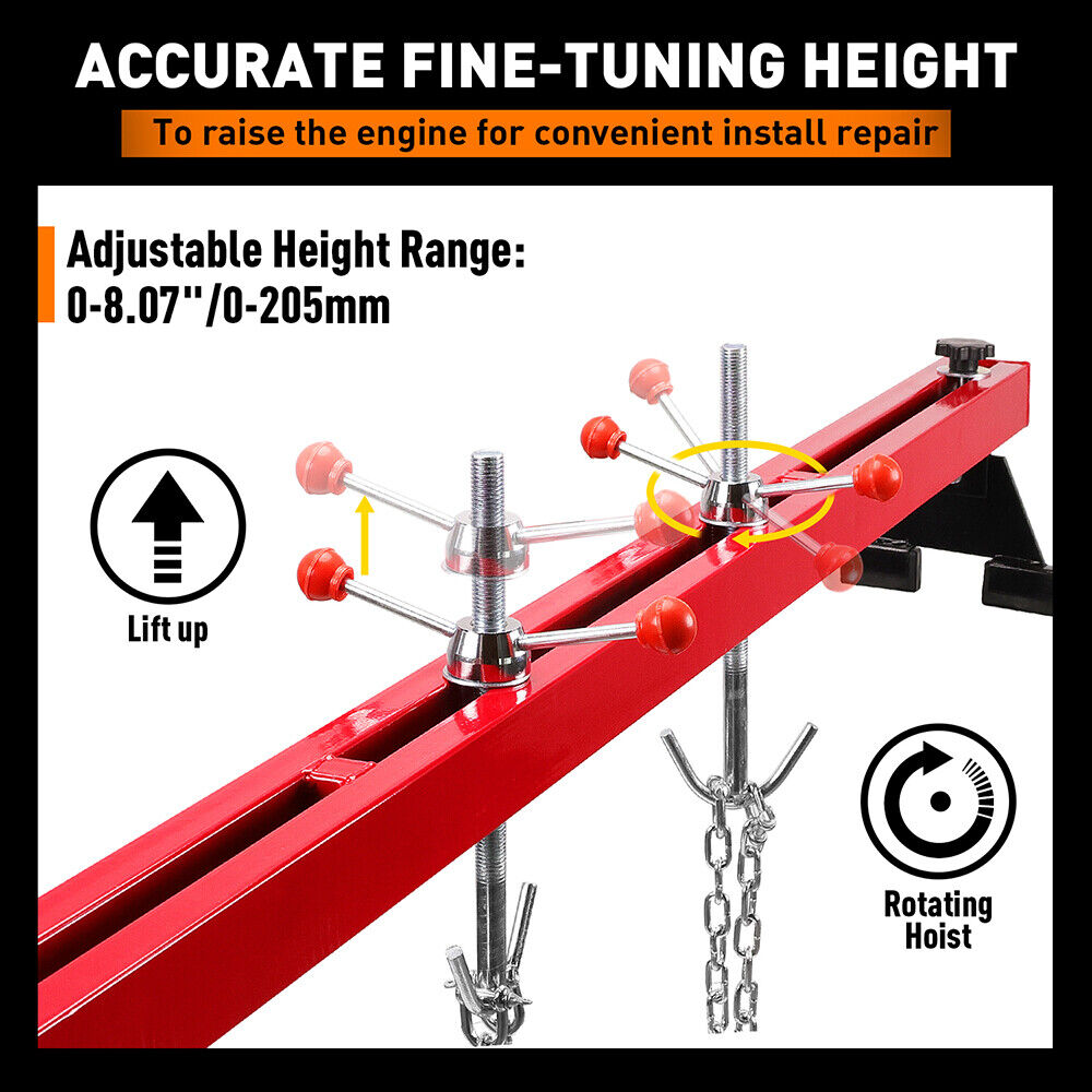 1.5M Engine Support Bar Engine Load Leveler 1100Lb Transmission Dual Hook Garage 3