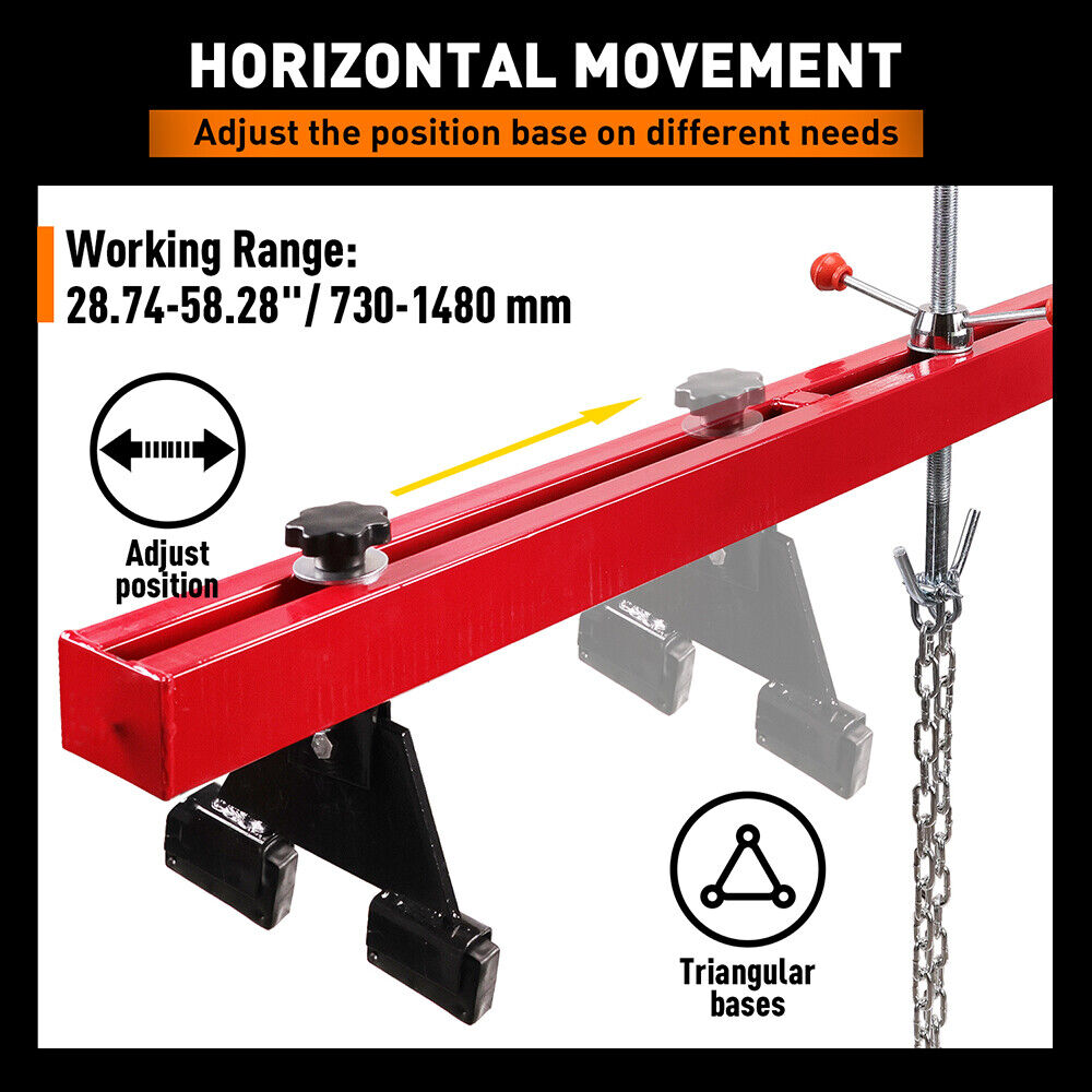 1.5M Engine Support Bar Engine Load Leveler 1100Lb Transmission Dual Hook Garage 4