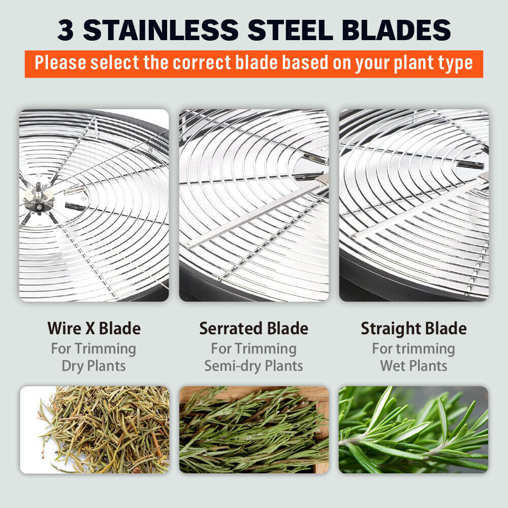 19 inch Bud Leaf Bowl Trimmer Tumble Stainless Steel Blades Twisted Spin Cut 4