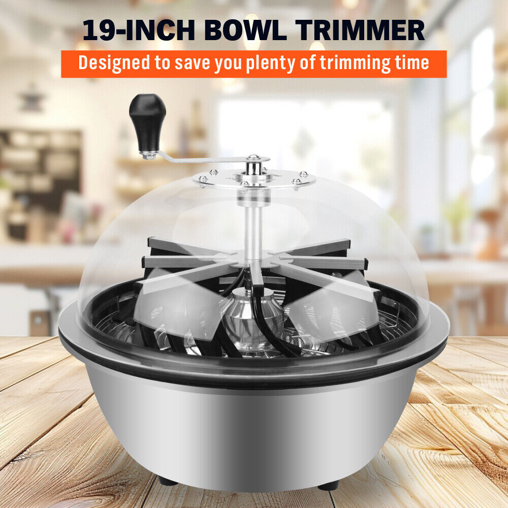 19 inch Bud Leaf Bowl Trimmer Tumble Stainless Steel Blades Twisted Spin Cut 10