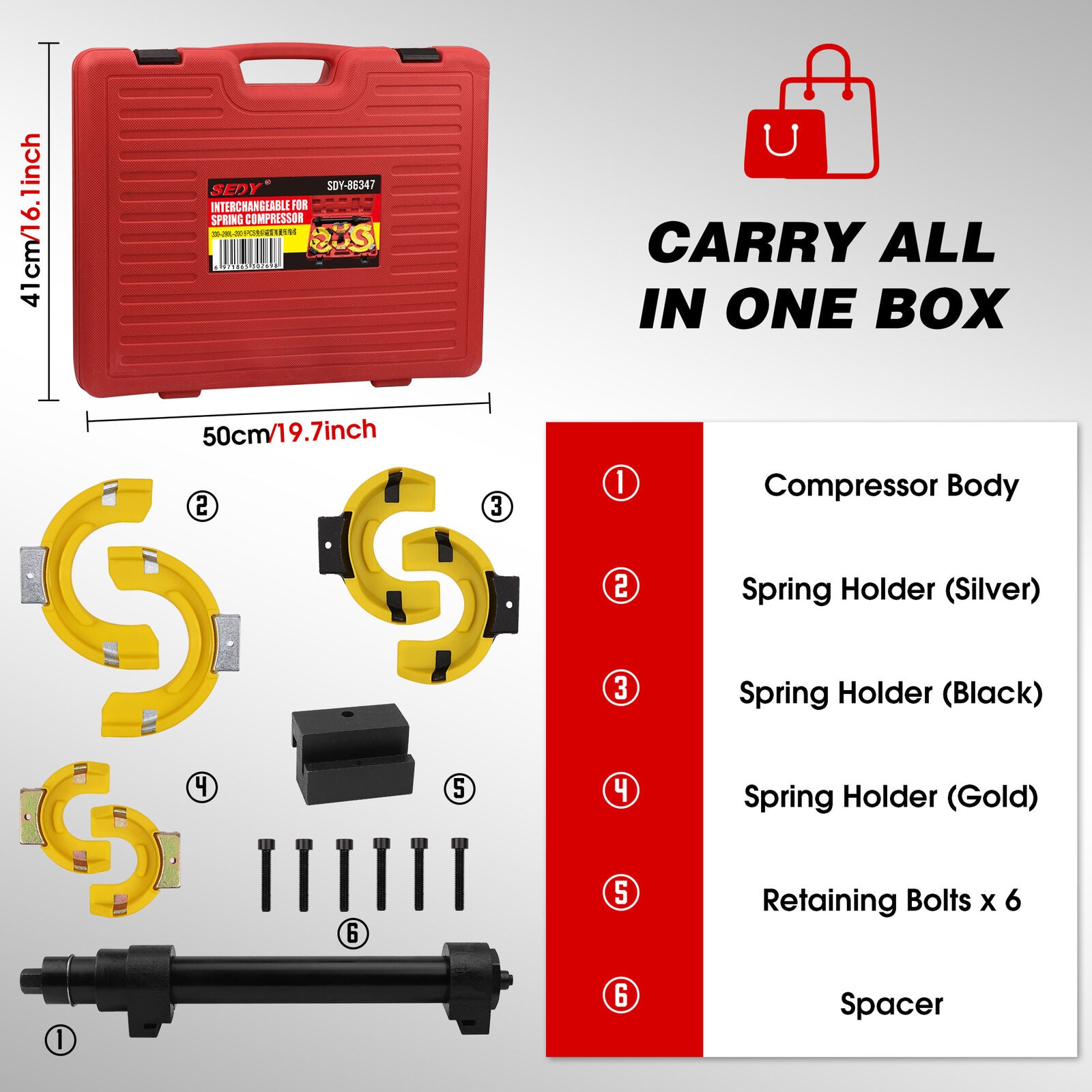 HORUSDY 4500Kg Macpherson Strut Coil Spring Compressor Dumper Extractor Tool 4