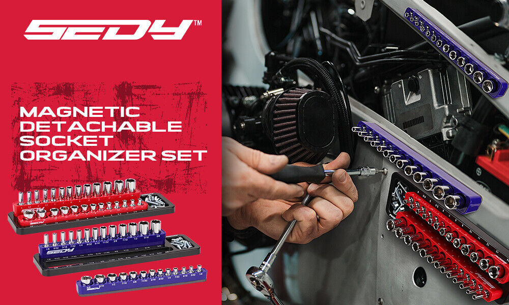 SEDY Magnetic Socket Holder Organizer Set Detachable 1/4 Drive Metric SAE Tool 3