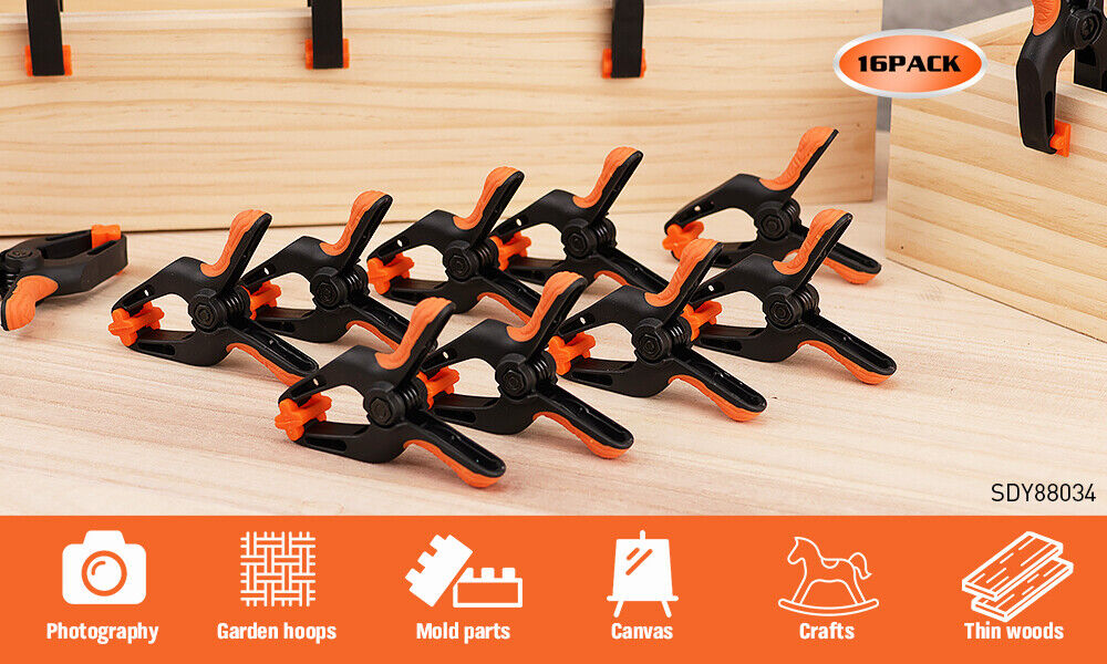 16Pcs 3" Spring Clamps Plastic Clamps Gluing Clamping Securing DIY Photography 3
