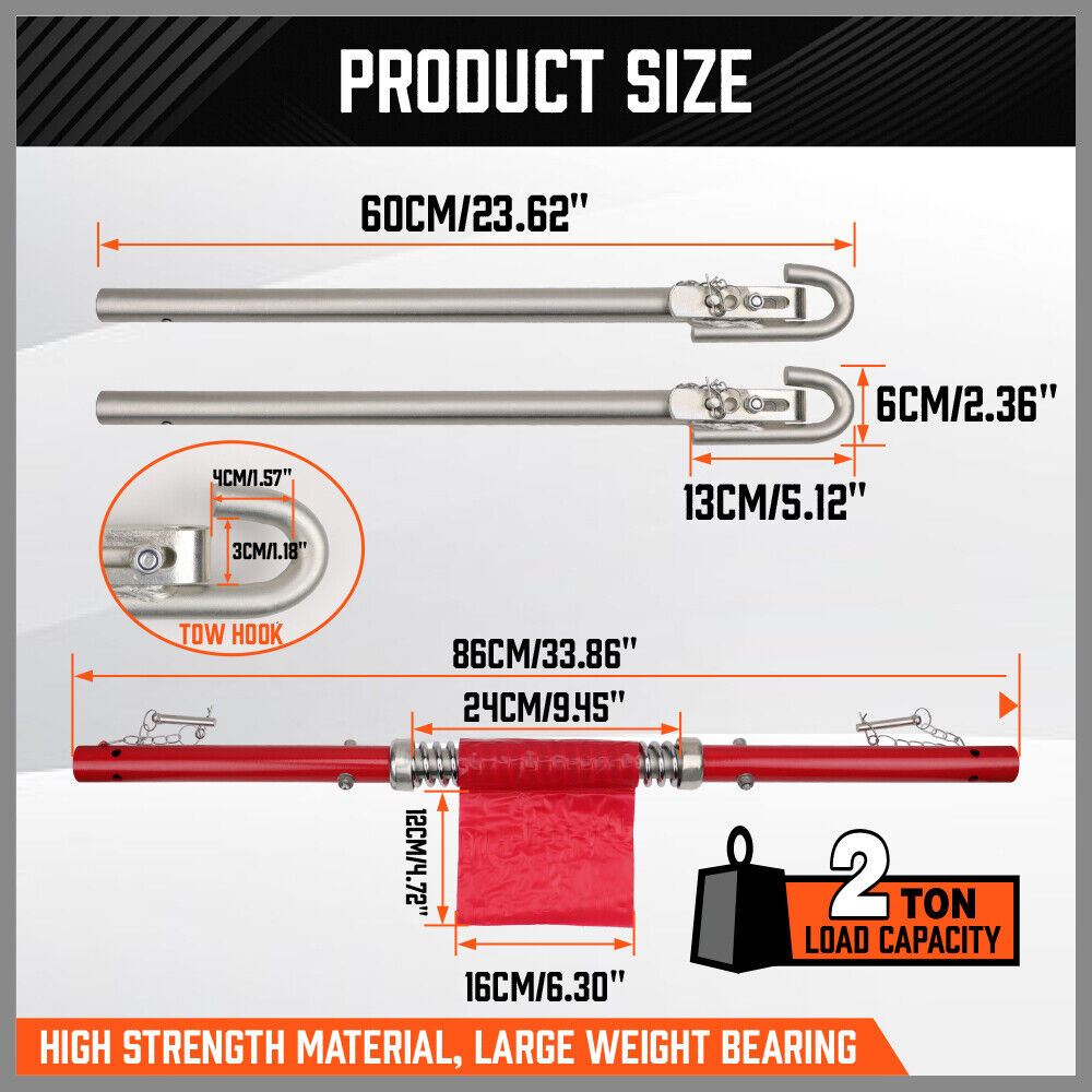 3Pcs 2 Ton Trailer Hitch 186cm Heavy Duty Tow Bar 4wd Trailer Spring Buffer Au 4