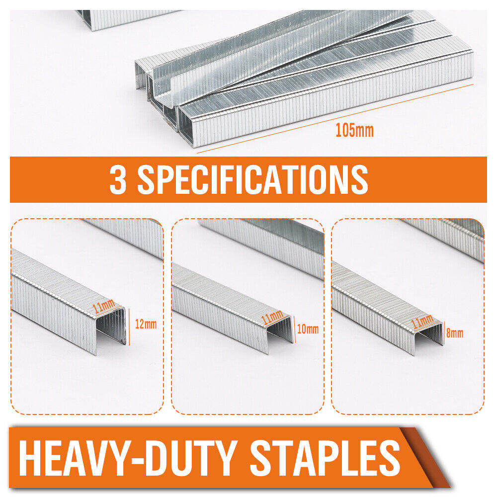 2000Pc Door Shaped Staples Heavy Duty Nails Staple Gun Stapler Refills 8/10/12mm 3