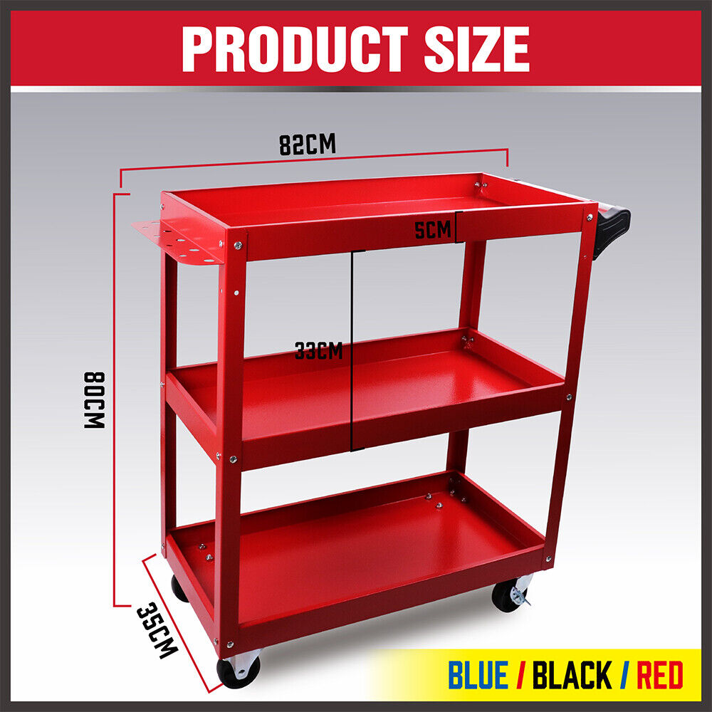 Blue 3-Tier Tool Cart Trolley Toolbox Workshop Garage Storage 150KG Organizer Garage 4