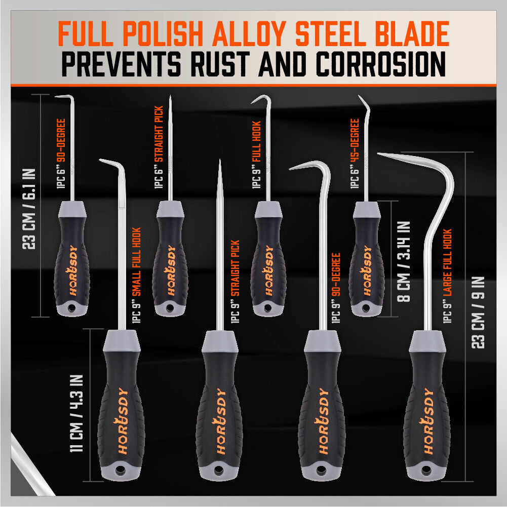 8Pc Pick And Hook Set Oil Seal O-Ring Puller Extractors Seal Gasket Remove Tool 3