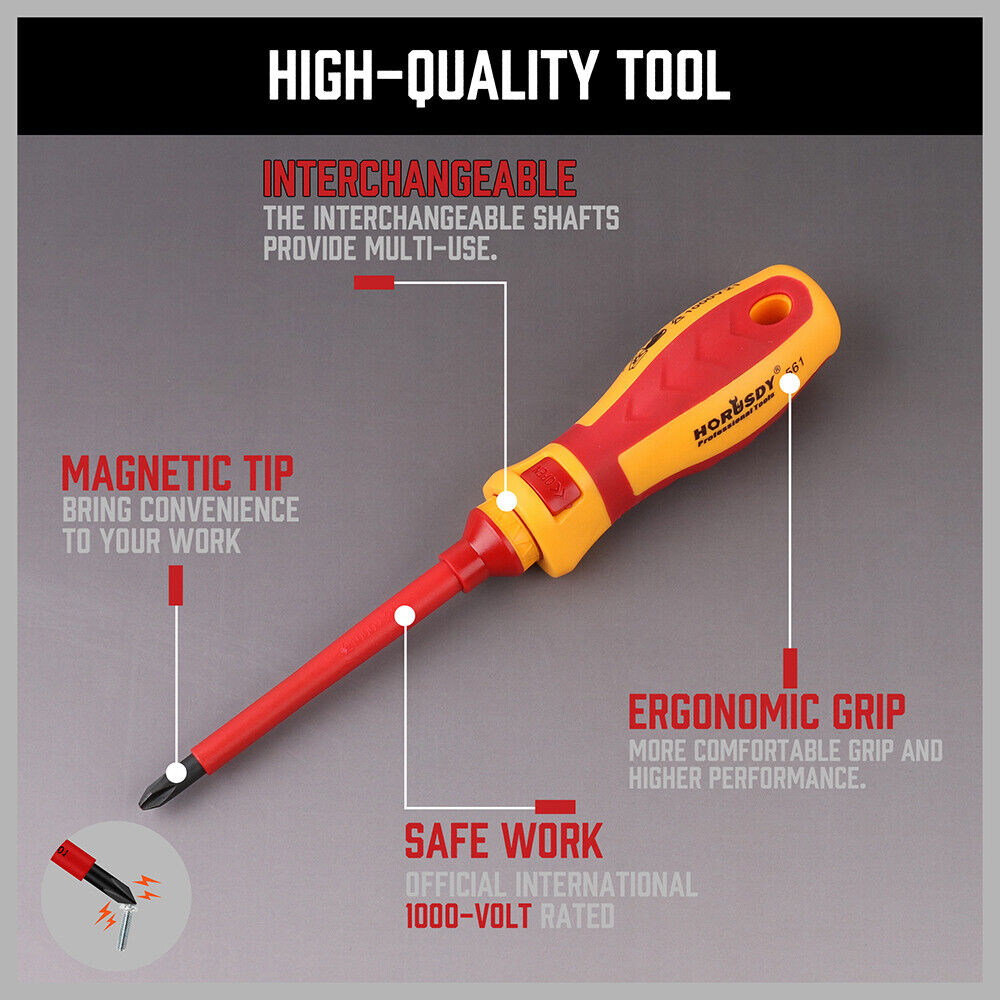SEDY 13Pcs 1000V Magnetic Insulated Electrician Screwdriver Set VDE Certified 6