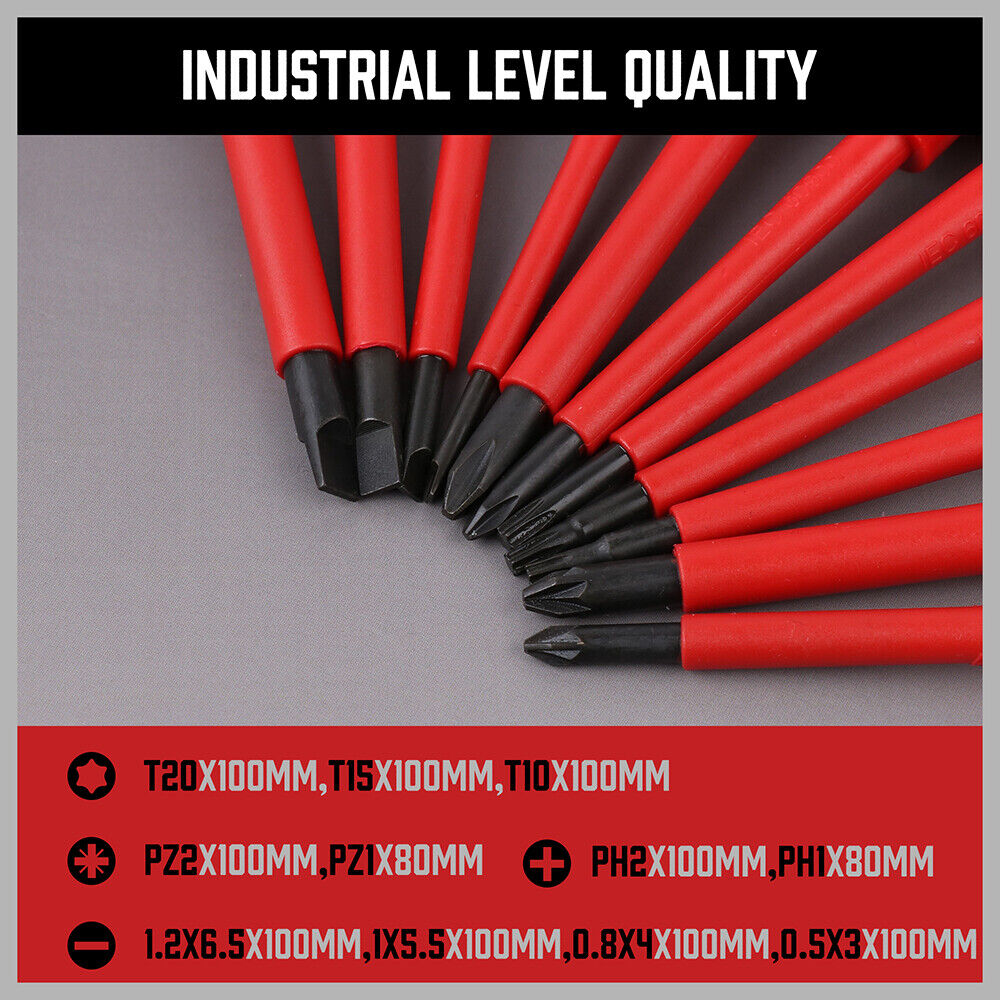 SEDY 13Pcs 1000V Magnetic Insulated Electrician Screwdriver Set VDE Certified 9