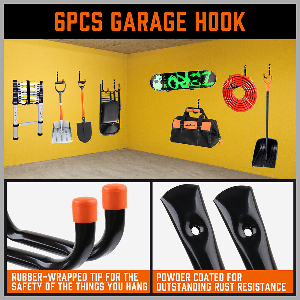 12Pc Wall Mount Hooks Set Heavy Duty Steel Garage Storage Rack Utility Hangers 5