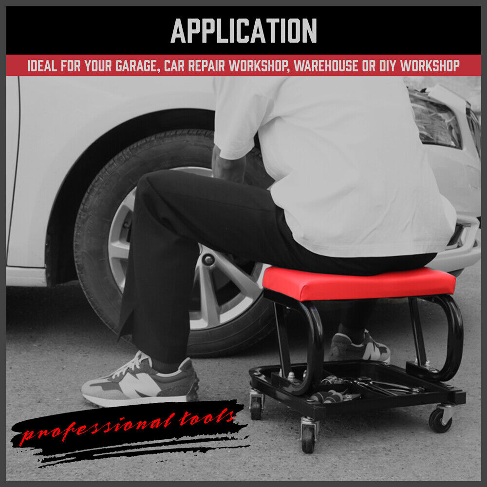 HORUSDY Rolling Creeper Seat Workshop Mechanic Stool Garage Repair Storage Tray 8