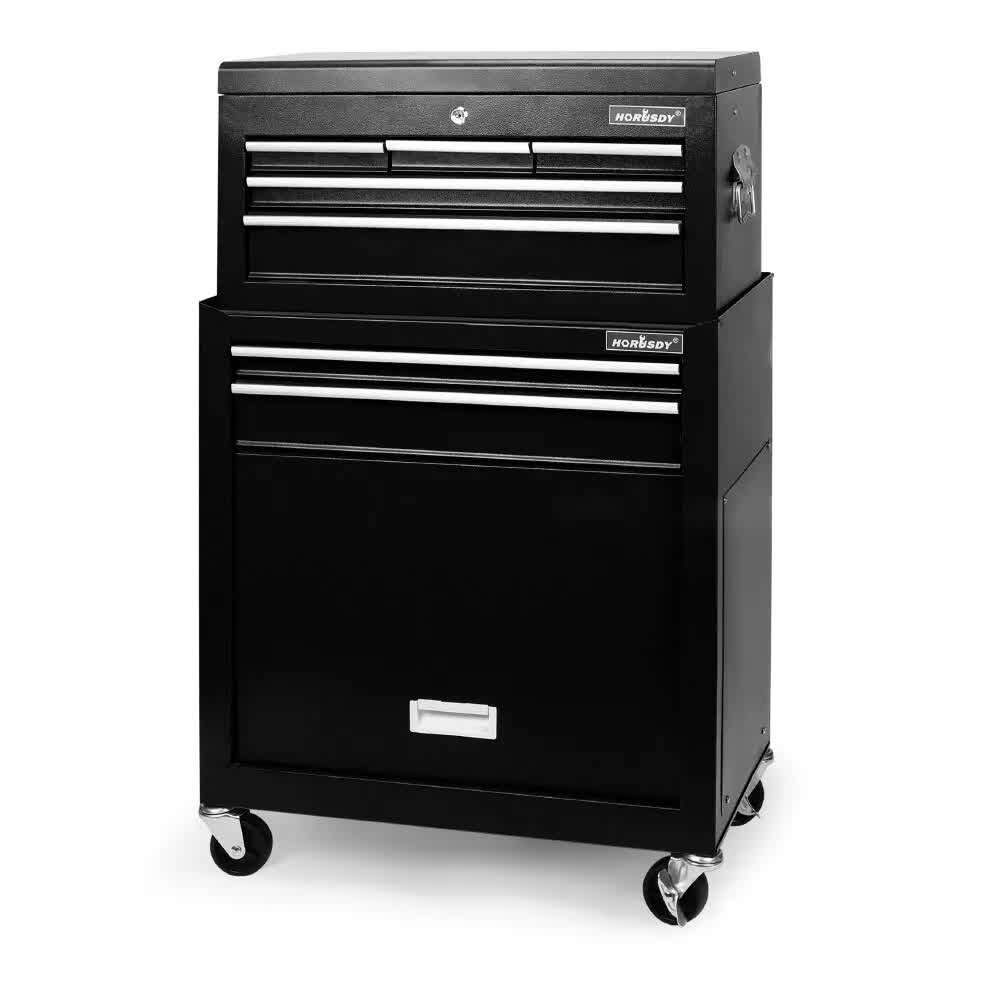 Black Tool Box 7 Drawer Chest Cabinet Trolley Toolbox Garage Storage Lockable Brake 13