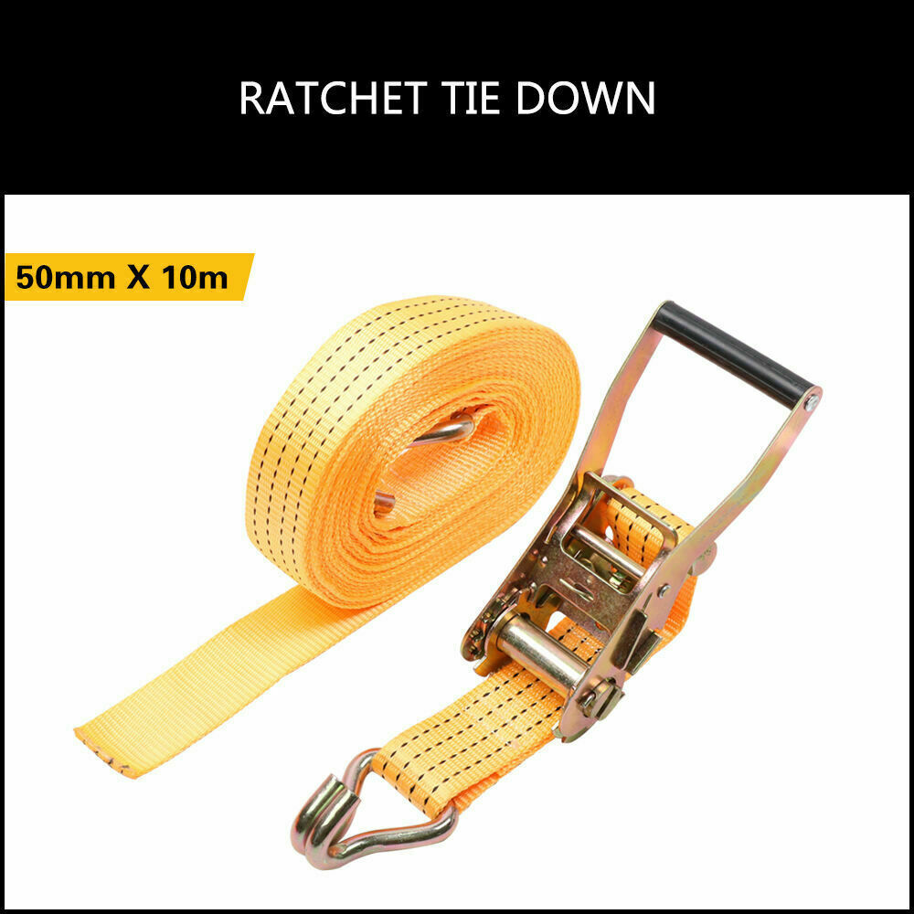 50mm x 10M Tie Down Strap Heavy Duty Ratchet Straps Trailer Boat 2000KG Loading 3
