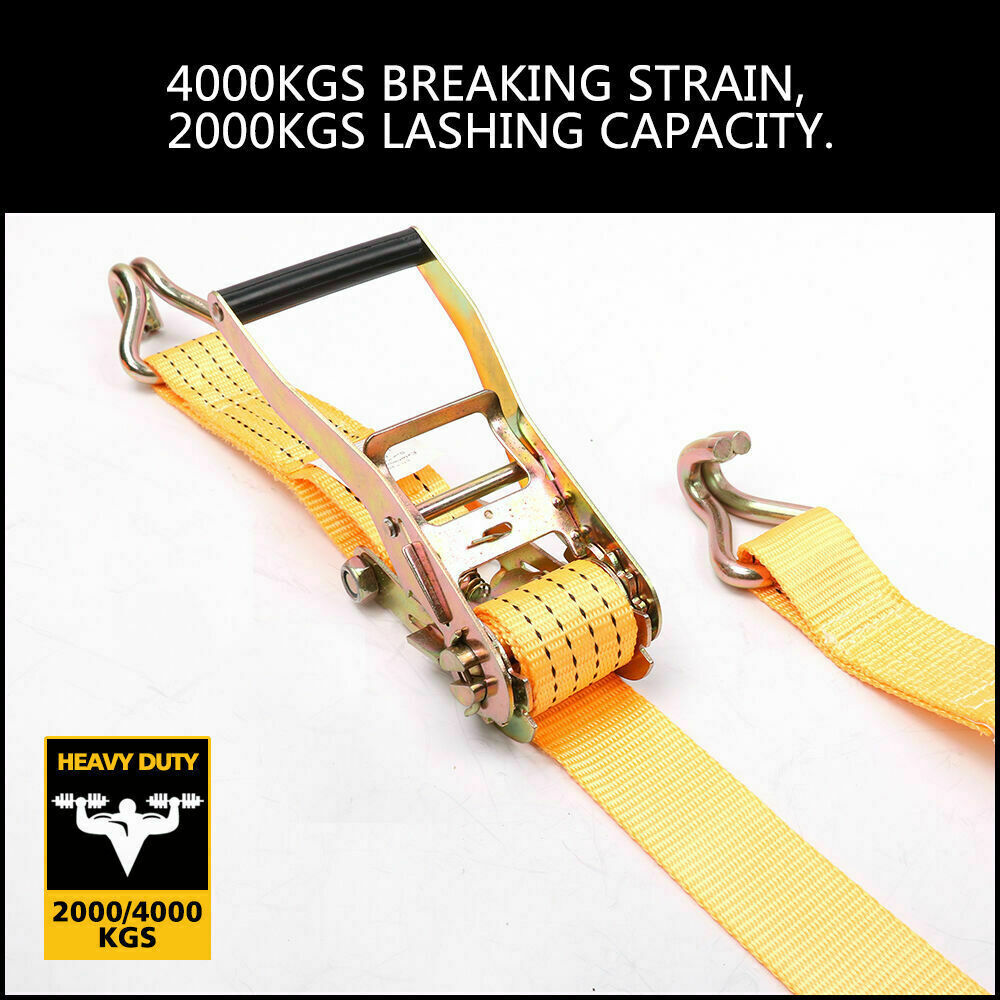 50mm x 10M Tie Down Strap Heavy Duty Ratchet Straps Trailer Boat 2000KG Loading 4