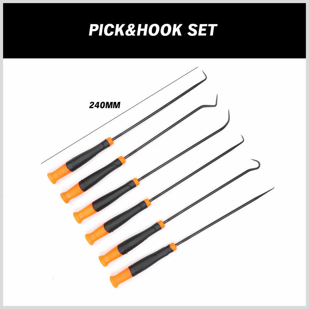 6Pc Extra Long Pick and Hook Set O Ring Seal Puller Remover Fuse Wire Scribe 3