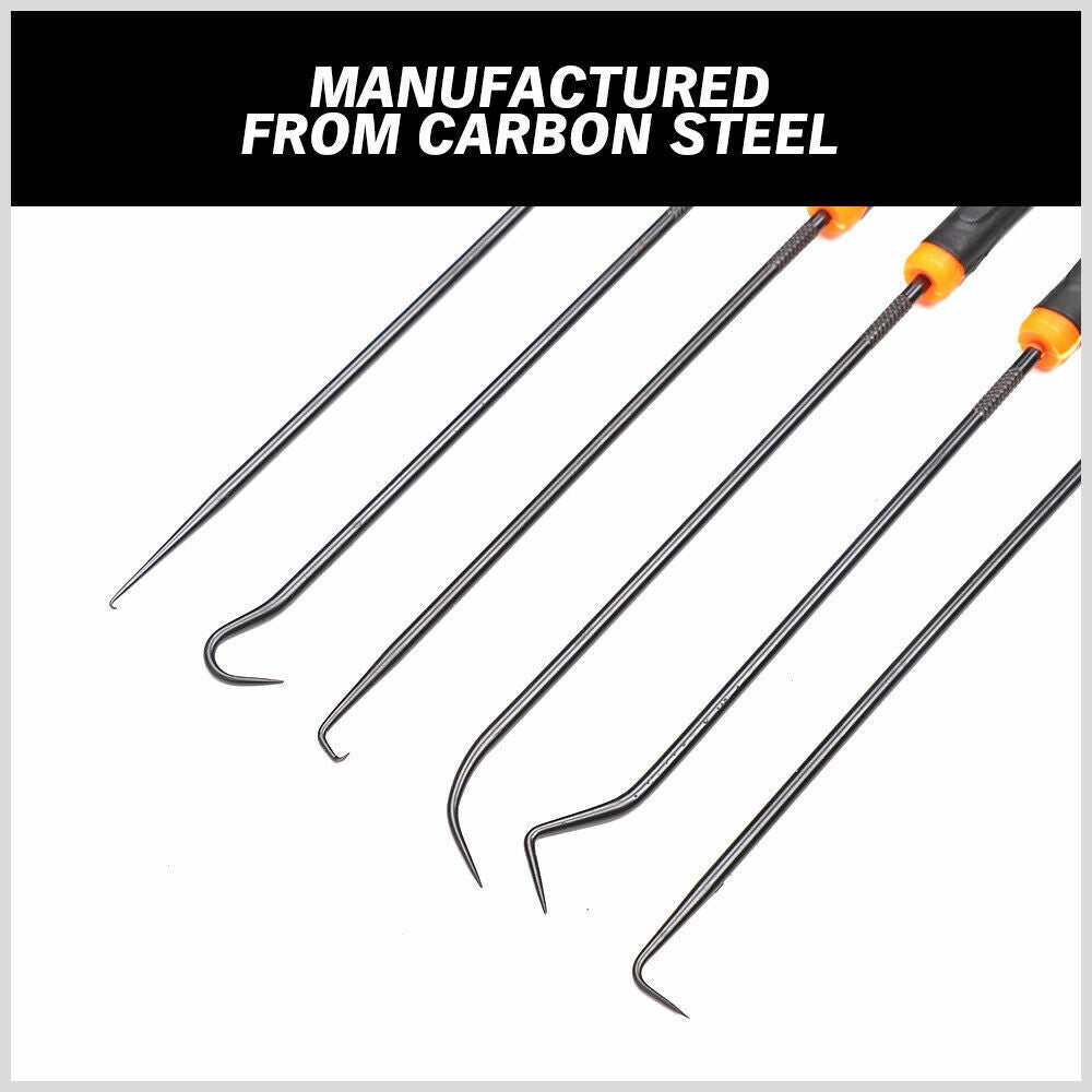 6Pc Extra Long Pick and Hook Set O Ring Seal Puller Remover Fuse Wire Scribe 7
