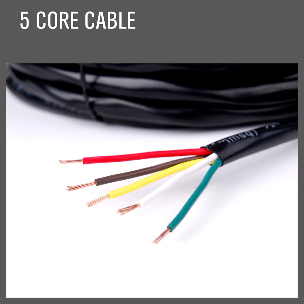 30M x 5 Core Wire Cable Trailer Cable Automotive Boat Caravan Truck Coil V90 PVC 4
