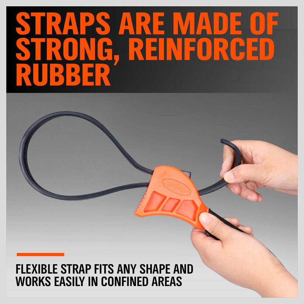 2Pc Adjustable Strap Wrench Rubber Belt Spanner Multi-Purpose Jar Opener Filter 7