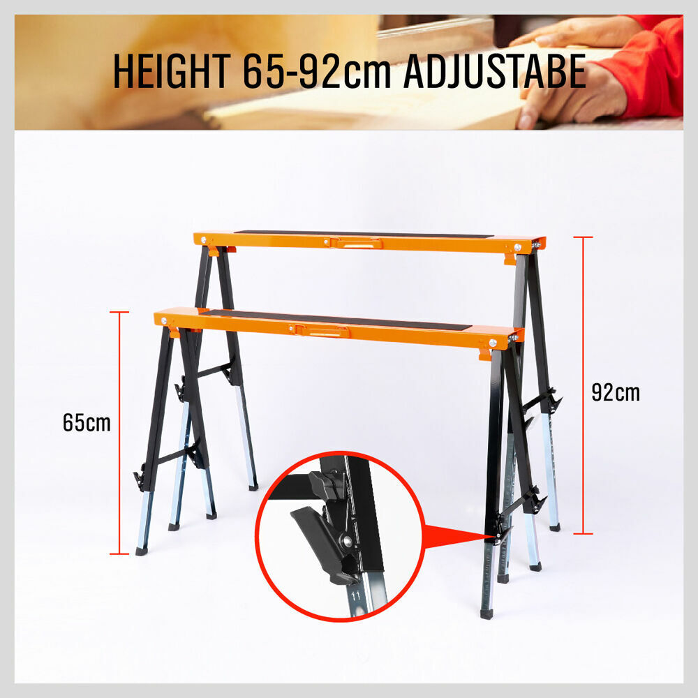 4Pc Mastercraft Sawhorse Metal Folding Non-slip Surface Saw Horse 120KG Capacity 6