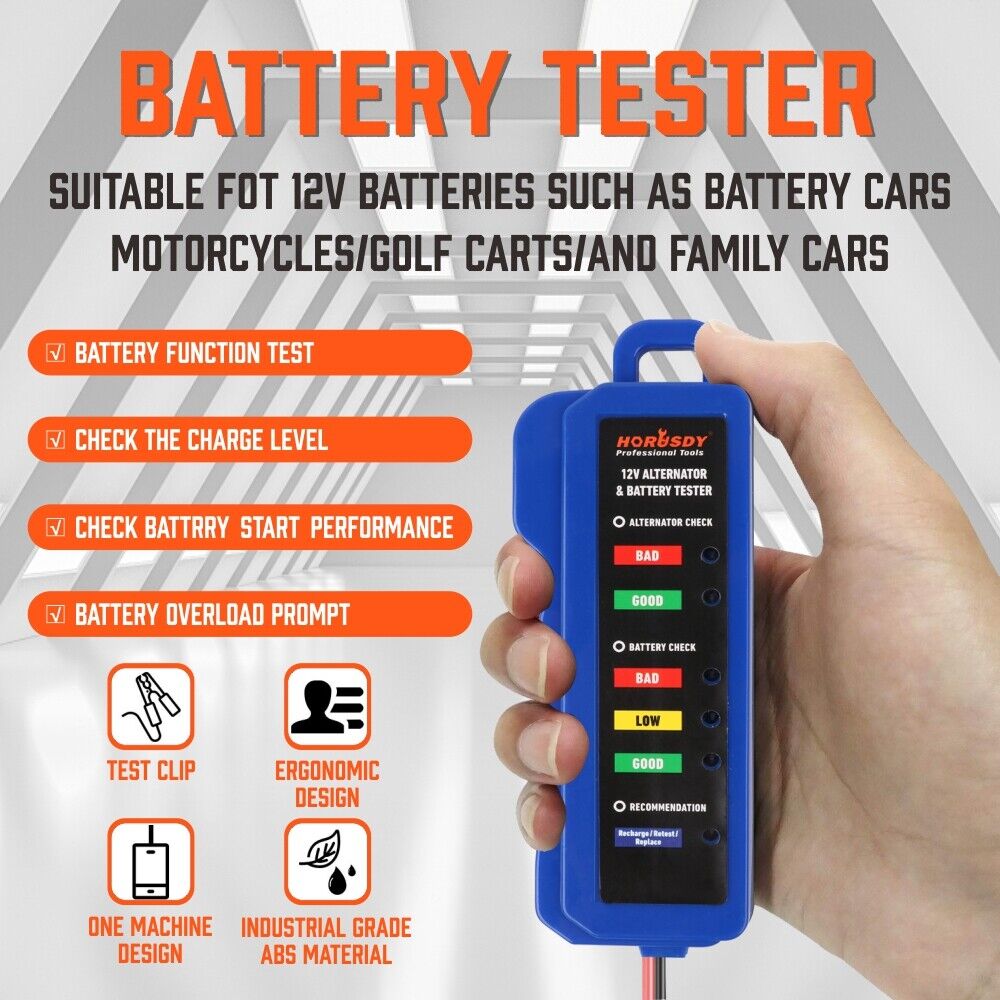 Digital 12V Alternator Battery Tester Car Load Tester Automotive  Voltage Check 4