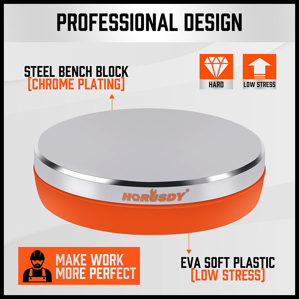 3" Steel Bench Block Round Jewelry Stamping Tool Mirror Polishing with 2-Punches 4