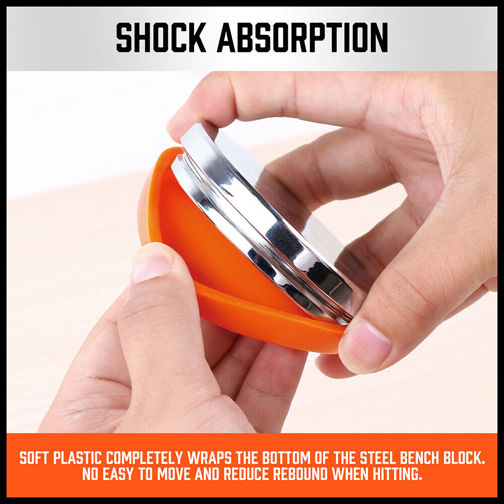 3" Steel Bench Block Round Jewelry Stamping Tool Mirror Polishing with 2-Punches 5