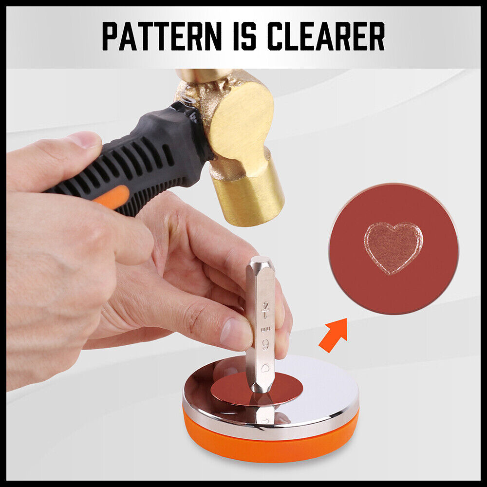 3" Steel Bench Block Round Jewelry Stamping Tool Mirror Polishing with 2-Punches 6