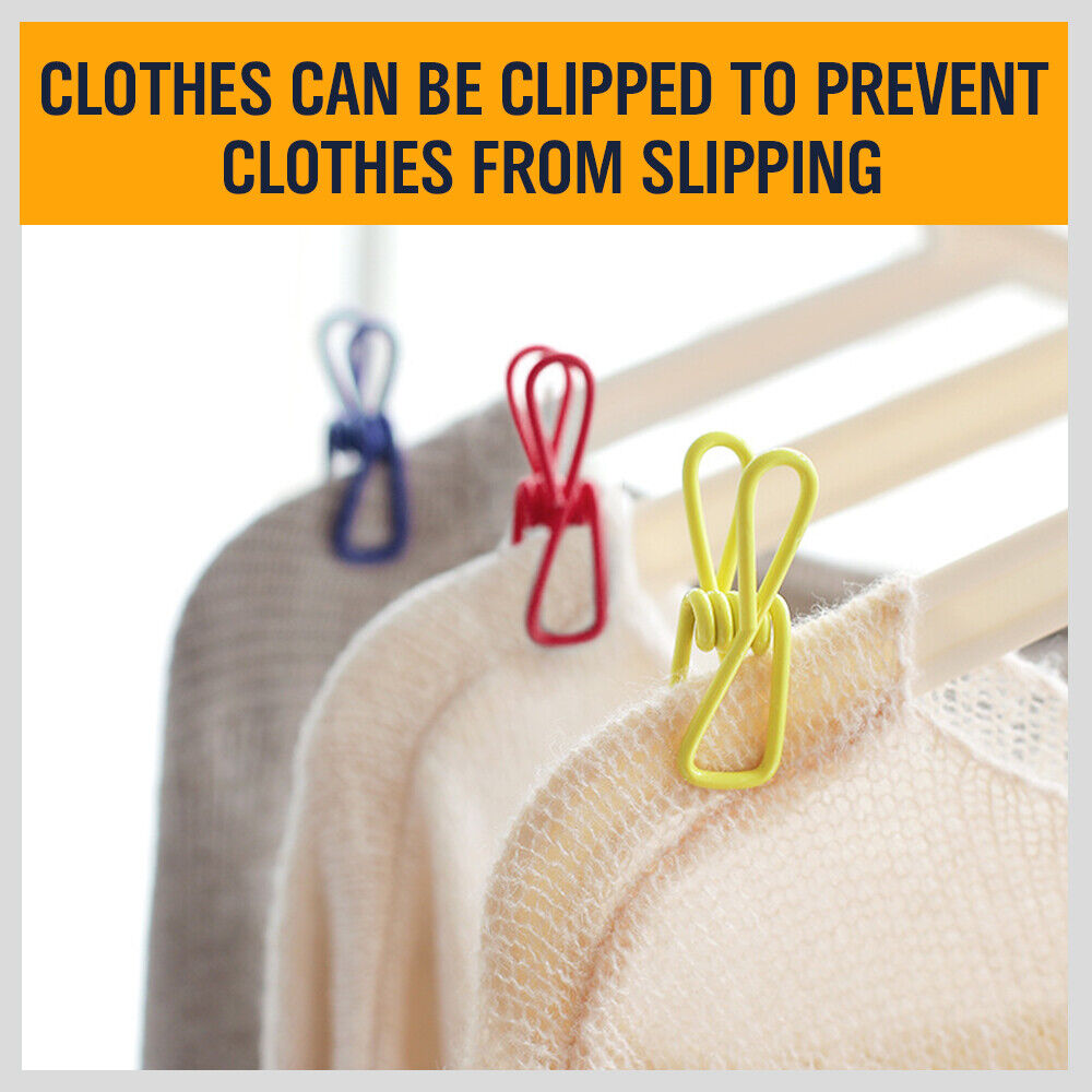 10Pc Steel Clips Multi-Use Spring Clamps Clothes Peg Hanging Note Book Laundry 6